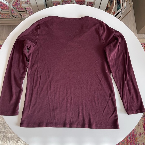 Gap Maroon Long Sleeve V-Neck Tee - Picture 3 of 3